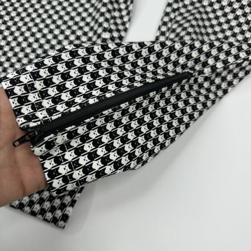 Betabrand Catstooth Skinny Leg Pencil Dress Pant Yoga Pants Black White M Petite - Picture 5 of 15